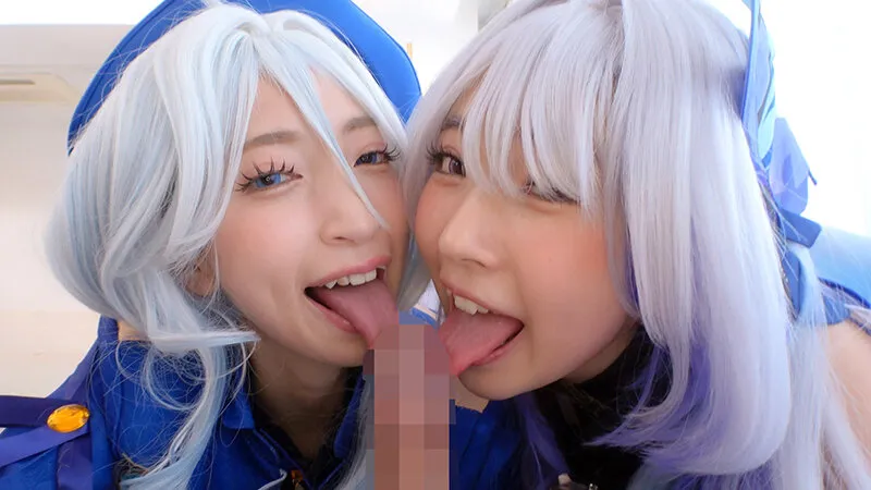 DJN-029 低身長ちっぱい甘サド◆レイヤーたちのM男カメコを沼らせる極上のW痴女ハーレム 冬愛ことね 皆月ひかる — 冬愛ことね, 皆月ひかる, スクリーンショット 3