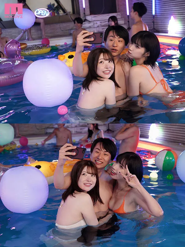 MIDA-560 Reverse NTR with her best friend at the night pool. Unable to resist the temptation of this super car — Nozomi Ishihara, screenshot 1